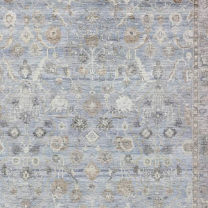 HomeRoots 9' Sky Blue, Brown & Ivory Oriental Area Rug – Washable, Indoor/Outdoor, Stain-Resistant Elegance 620537