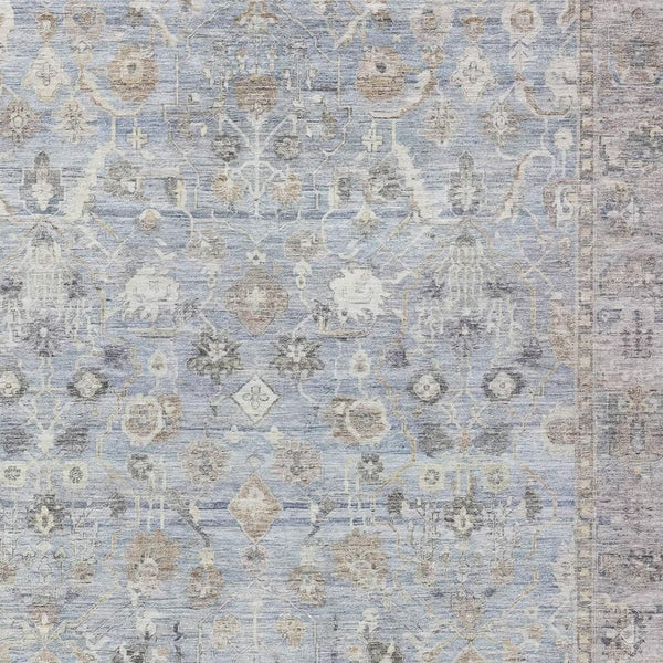 HomeRoots 10' Sky Blue, Brown & Ivory Oriental Washable Area Rug - Durable Indoor/Outdoor Décor for All Spaces 620538