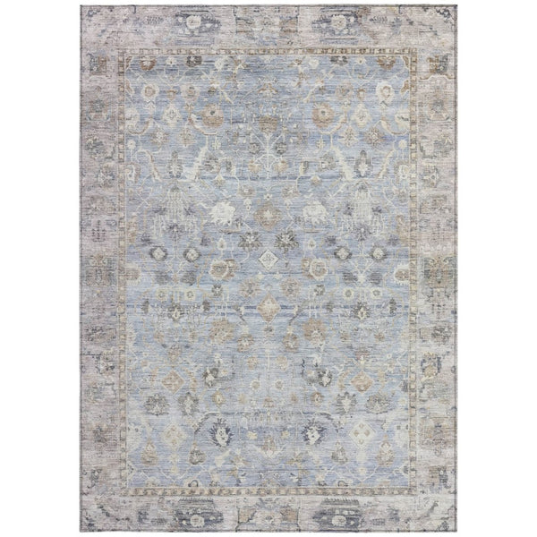 HomeRoots 10' Sky Blue, Brown & Ivory Oriental Washable Area Rug - Durable Indoor/Outdoor Décor for All Spaces 620538