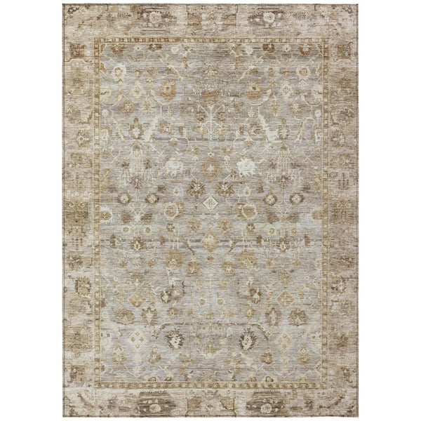 HomeRoots 5' X 8' Taupe Brown Ivory Oriental Rug - Stylish, Durable, Washable for Indoor & Outdoor Use 620540