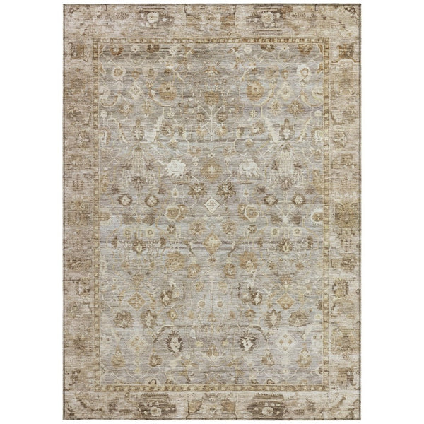 HomeRoots 8' X 10' Taupe Brown & Ivory Oriental Area Rug - Stylish, Durable, Washable for Indoor & Outdoor Use 620542