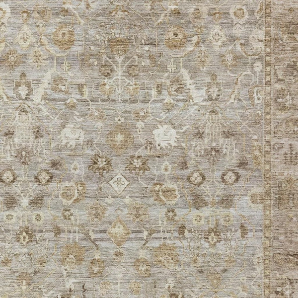 HomeRoots 9' X 12' Elegant Taupe Brown & Ivory Oriental Rug - Durable, Washable, Indoor/Outdoor Design for Any Space 620543