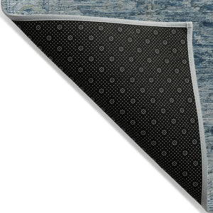 HomeRoots 5' Modern Blue and Gray Abstract Washable Area Rug for Indoor/Outdoor Spaces - Durable & Stylish! 620552