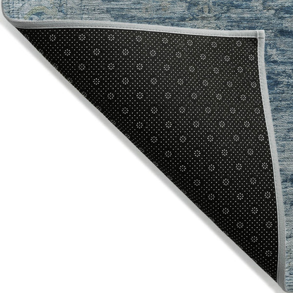 HomeRoots 5' Modern Blue and Gray Abstract Washable Area Rug for Indoor/Outdoor Spaces - Durable & Stylish! 620552
