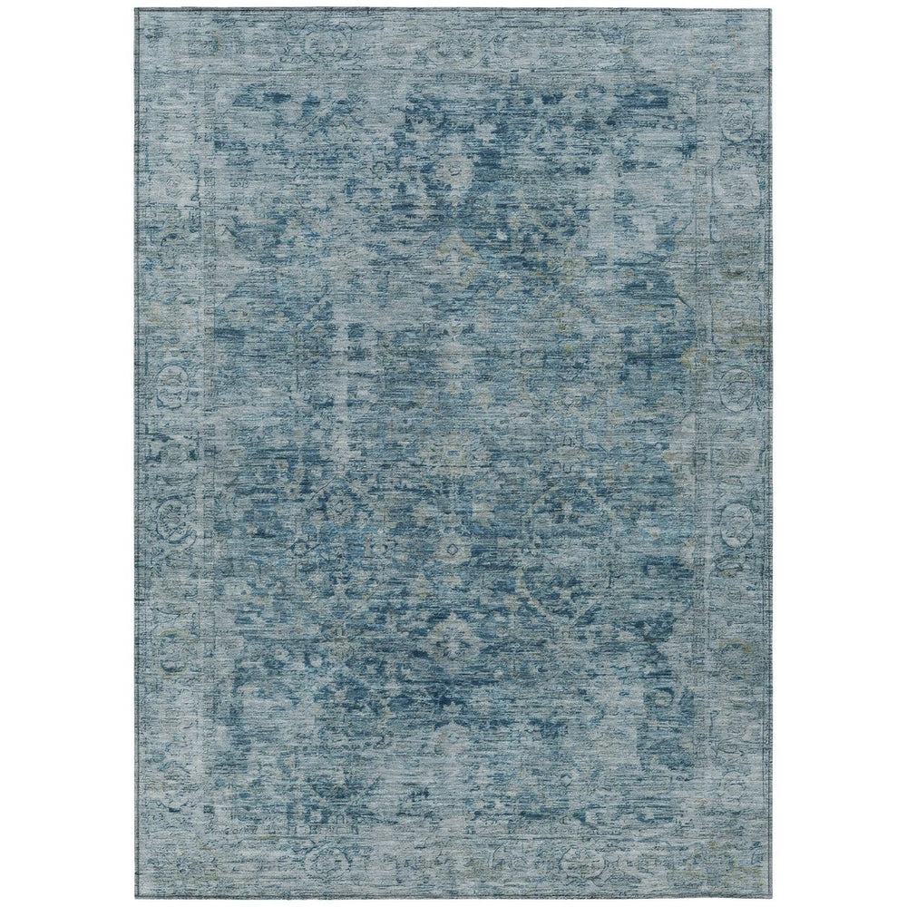 HomeRoots 8' X 10' Washable Blue and Gray Abstract Area Rug – Stylish, Durable, Indoor-Outdoor Versatility! 620554