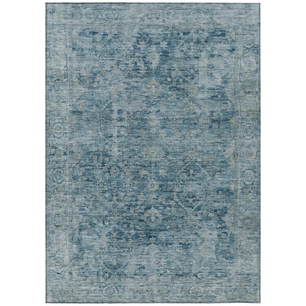 HomeRoots 8' X 10' Washable Blue and Gray Abstract Area Rug – Stylish, Durable, Indoor-Outdoor Versatility! 620554