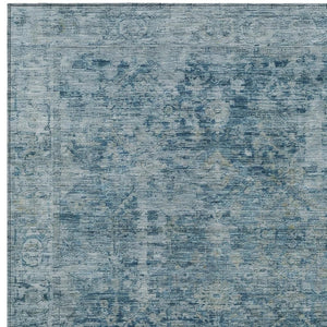 HomeRoots 10' Blue And Gray Abstract Washable Area Rug - Stylish, Durable, Non-Slip for Indoor & Outdoor Spaces 620556