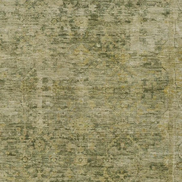 HomeRoots 5' Green and Gold Abstract Area Rug - Washable, Durable, Indoor/Outdoor, Perfect for High-Traffic Spaces 620558