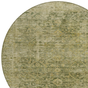 HomeRoots 8' Green and Gold Abstract Geometric Washable Area Rug for Indoor & Outdoor High-Traffic Spaces 620559
