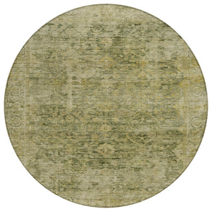HomeRoots 8' Green and Gold Abstract Geometric Washable Area Rug for Indoor & Outdoor High-Traffic Spaces 620559
