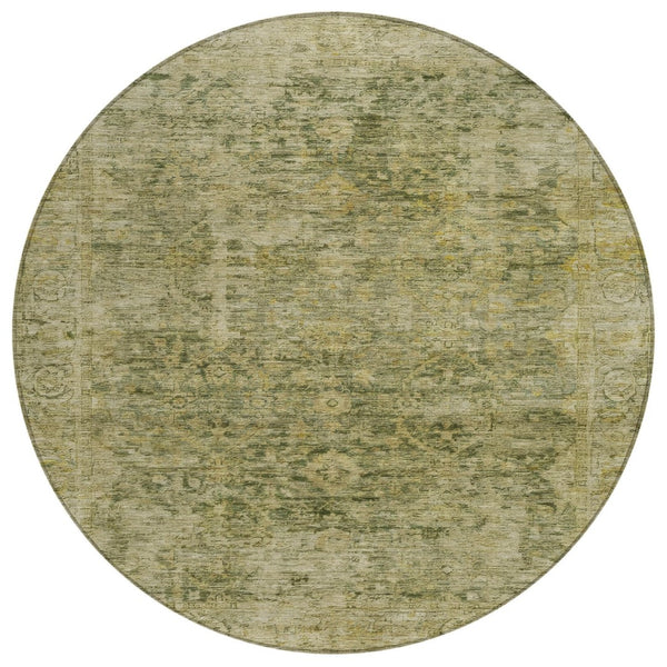 HomeRoots 8' Green and Gold Abstract Geometric Washable Area Rug for Indoor & Outdoor High-Traffic Spaces 620559