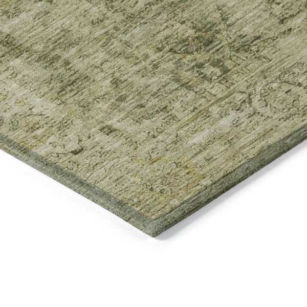 HomeRoots 8' Green and Gold Abstract Geometric Washable Area Rug for Indoor & Outdoor High-Traffic Spaces 620559