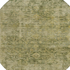 HomeRoots 8' Green and Gold Abstract Geometric Washable Area Rug for Indoor & Outdoor High-Traffic Spaces 620559