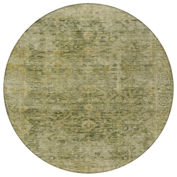 HomeRoots 8' Green and Gold Abstract Geometric Washable Area Rug for Indoor & Outdoor High-Traffic Spaces 620559