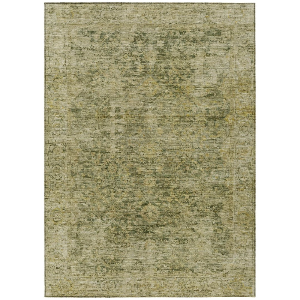 HomeRoots 8' X 10' Stylish Green and Gold Abstract Area Rug - Washable, Durable Indoor/Outdoor Home Accent 620560