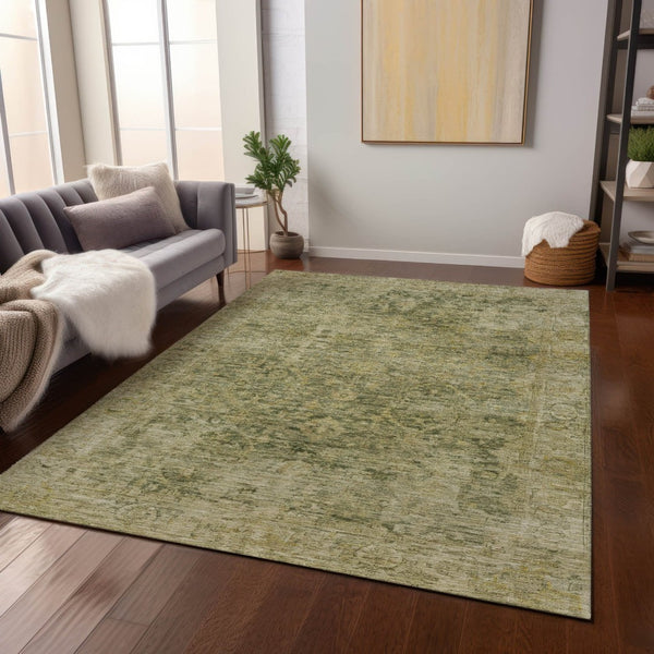 HomeRoots 8' X 10' Stylish Green and Gold Abstract Area Rug - Washable, Durable Indoor/Outdoor Home Accent 620560