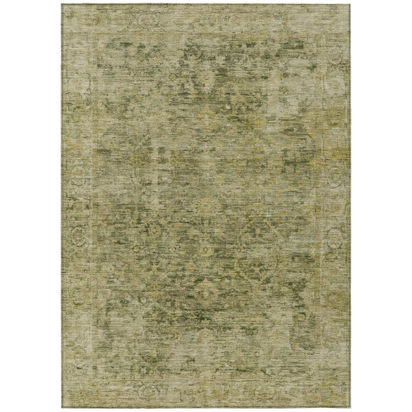 HomeRoots 10' Green and Gold Abstract Area Rug - Washable, Indoor/Outdoor Durable Design for Busy Spaces 620562