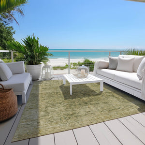 HomeRoots 10' Green and Gold Abstract Area Rug - Washable, Indoor/Outdoor Durable Design for Busy Spaces 620562