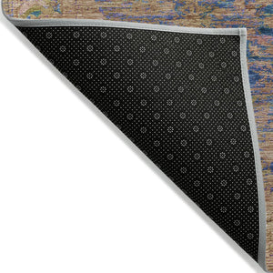 HomeRoots 8' X 10' Navy Blue & Gold Abstract Area Rug – Durable, Washable Indoor/Outdoor Design for Modern Spaces 620572