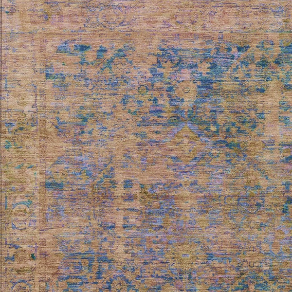 HomeRoots 10' Navy Blue and Gold Abstract Washable Area Rug - Stylish, Durable, Indoor/Outdoor Perfect for Any Space 620574