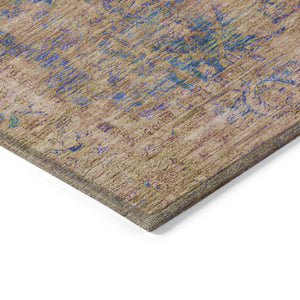 HomeRoots 10' Navy Blue and Gold Abstract Washable Area Rug - Stylish, Durable, Indoor/Outdoor Perfect for Any Space 620574