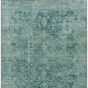 HomeRoots 5' X 8' Teal Blue & Olive Green Abstract Area Rug - Washable, Durable, Perfect for Indoor/Outdoor Spaces! 620576