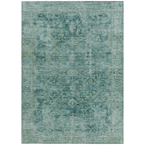 HomeRoots 8' X 10' Teal Blue & Olive Green Abstract Area Rug - Washable, Durable & Stylish for Indoor/Outdoor Use 620578