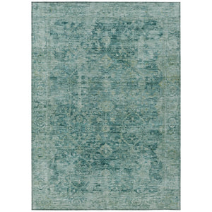 HomeRoots 8' X 10' Teal Blue & Olive Green Abstract Area Rug - Washable, Durable & Stylish for Indoor/Outdoor Use 620578