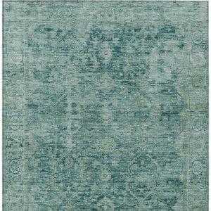 HomeRoots 10' Abstract Teal Blue & Olive Green Washable Area Rug - Indoor/Outdoor Durable, Stylish, Easy Care! 620580