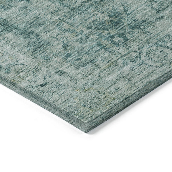 HomeRoots 10' Abstract Teal Blue & Olive Green Washable Area Rug - Indoor/Outdoor Durable, Stylish, Easy Care! 620580