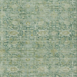HomeRoots 5' Stylish Artichoke Green & Teal Blue Oriental Washable Area Rug for Indoor & Outdoor Spaces 620582