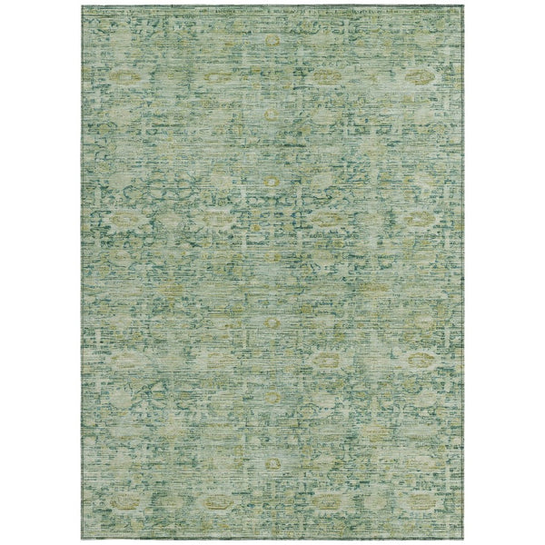 HomeRoots 9' X 12' Artichoke Green & Teal Blue Washable Oriental Area Rug – Stylish, Durable, Indoor/Outdoor Use 620585