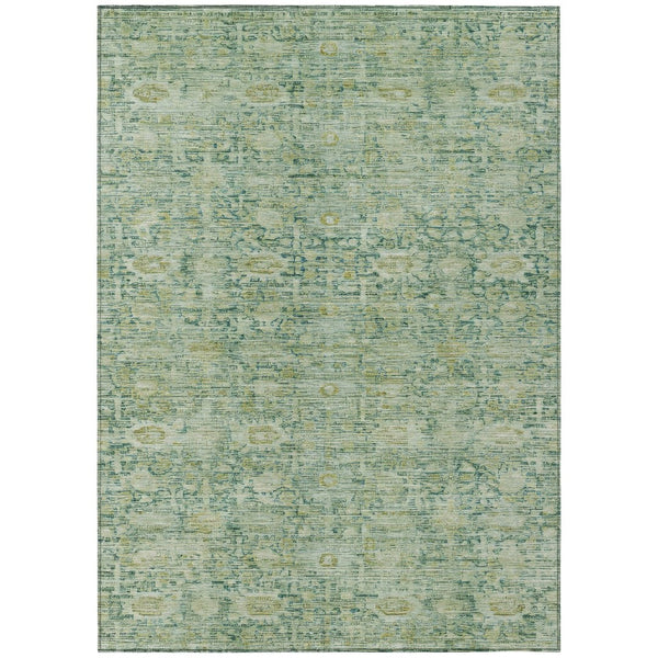 HomeRoots 9' X 12' Artichoke Green & Teal Blue Washable Oriental Area Rug – Stylish, Durable, Indoor/Outdoor Use 620585