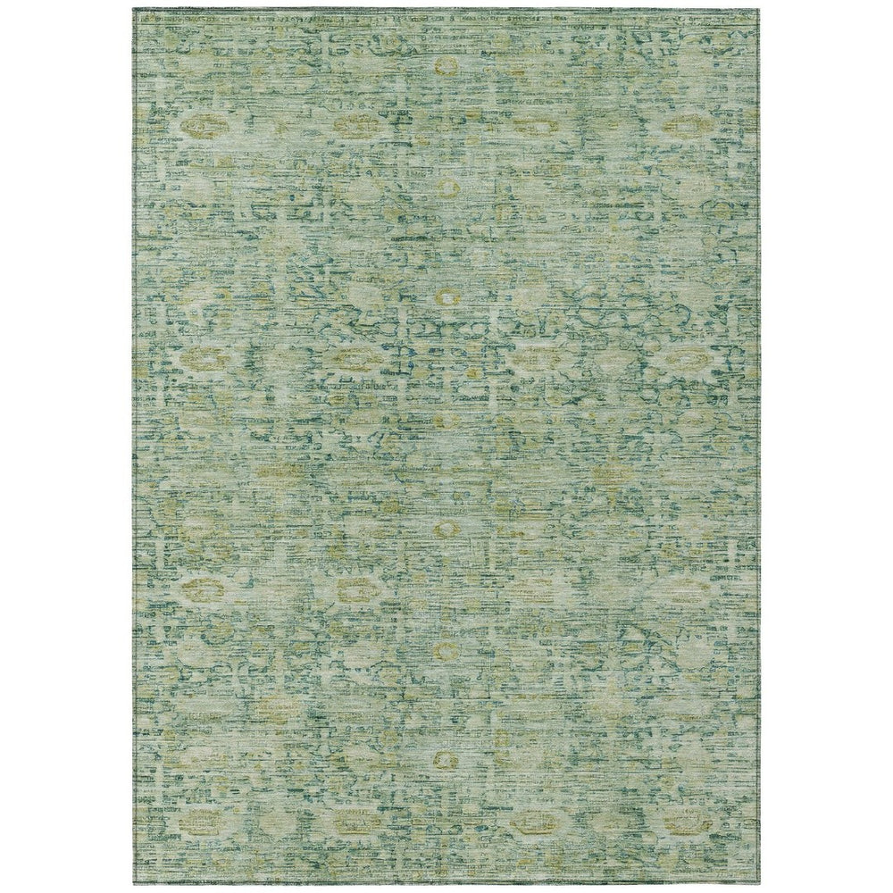 HomeRoots 10' Artichoke Green & Teal Blue Oriental Washable Area Rug - Durable, Stylish for Indoor/Outdoor Use 620586