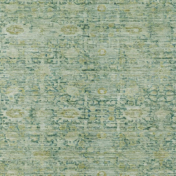 HomeRoots 10' Artichoke Green & Teal Blue Oriental Washable Area Rug - Durable, Stylish for Indoor/Outdoor Use 620586