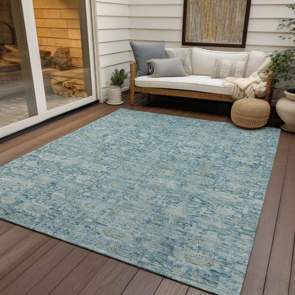 HomeRoots 5' X 8' Blue And Ivory Oriental Area Rug - Washable, Stain-Resistant, Perfect for Indoor & Outdoor Use 620588