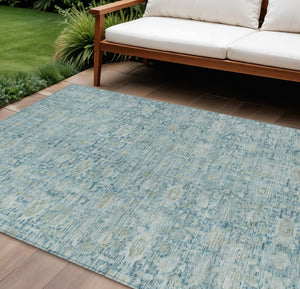 HomeRoots 8' X 10' Blue and Ivory Oriental Area Rug - Stylish, Durable, Washable for Indoor & Outdoor Spaces 620590