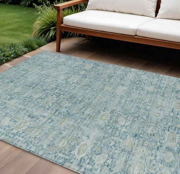 HomeRoots 8' X 10' Blue and Ivory Oriental Area Rug - Stylish, Durable, Washable for Indoor & Outdoor Spaces 620590
