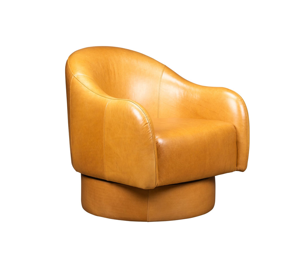 Olivia + Quinn Hoboken Swivel Chair: Stylish Modern Design With Curved Arms - Perfect For Chic Living Room Décor Murray Camel Leather,Foam,Wood 6205_Atc2257