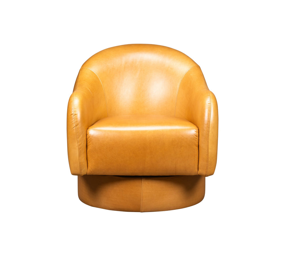 Olivia + Quinn Hoboken Swivel Chair: Stylish Modern Design With Curved Arms - Perfect For Chic Living Room Décor Murray Camel Leather,Foam,Wood 6205_Atc2257