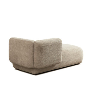 English Elm Upholstered Boucle Chaise Lounge with Wooden Legs for Bedroom or Living Room W5515P437368