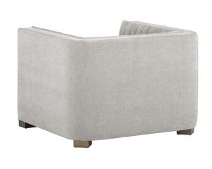 Sunpan Caitlin Armchair - Modern Channel Tufted Design in Hemingway Silver with Antique Brass Feet, Stylish!