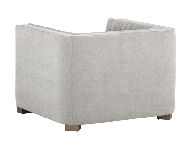 Sunpan Caitlin Armchair - Modern Channel Tufted Design in Hemingway Silver with Antique Brass Feet, Stylish!