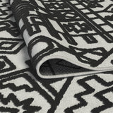 Sams International Napa Mercana Machine Made Viscose, Plush Acrylic Geometric  Rug Ivory, Black 7'10" x 10'
