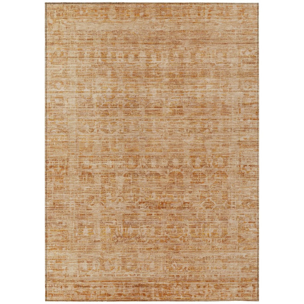 HomeRoots 5' Coral and Peach Abstract Area Rug - Washable, Durable, Indoor/Outdoor Design for Modern Spaces 620606