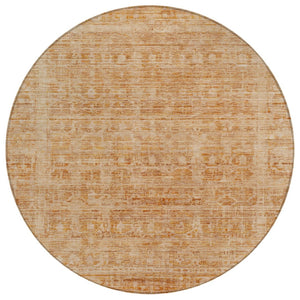 HomeRoots 8' Coral and Peach Round Area Rug - Stylish Abstract Design, Durable & Washable for Indoor/Outdoor Use 620607
