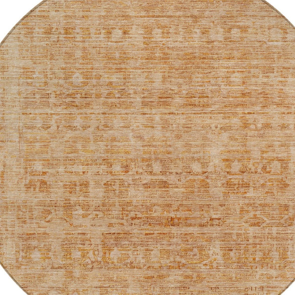 HomeRoots 8' Coral and Peach Round Area Rug - Stylish Abstract Design, Durable & Washable for Indoor/Outdoor Use 620607
