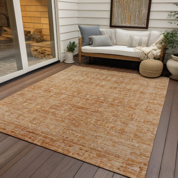 HomeRoots 9' X 12' Coral and Peach Abstract Rug - Stylish, Washable Indoor/Outdoor Accent for Modern Spaces 620609
