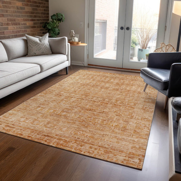 HomeRoots 9' X 12' Coral and Peach Abstract Rug - Stylish, Washable Indoor/Outdoor Accent for Modern Spaces 620609