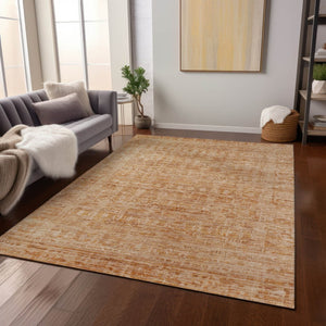 HomeRoots 10' Coral and Peach Abstract Washable Area Rug - Stylish, Durable Indoor/Outdoor Design for Any Space 620610